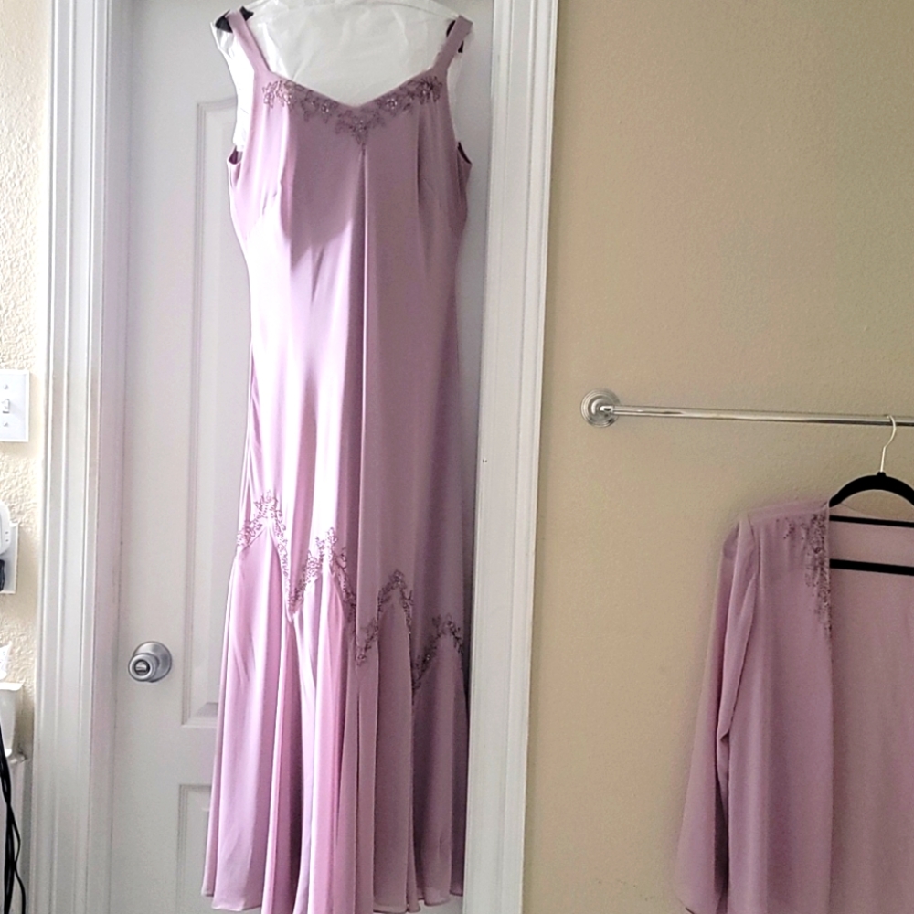 Sheer Pastel Purple Evening Gown